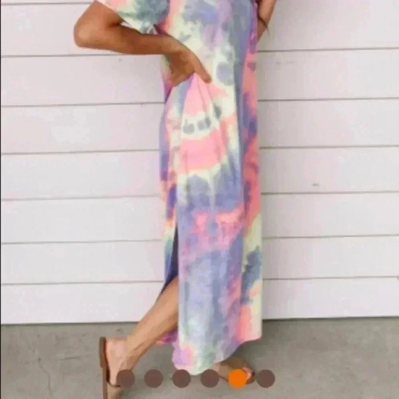 🆕Maxi Pastel’s Multicolor Tie Dye Trendy Knit Dress S🆕 - Picture 2 of 5